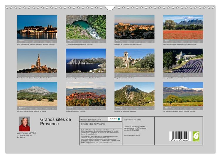 Produktbild: Grands sites de Provence (Calendrier mural 2026 DIN A3 vertical), CALVENDO calendrier mensuel