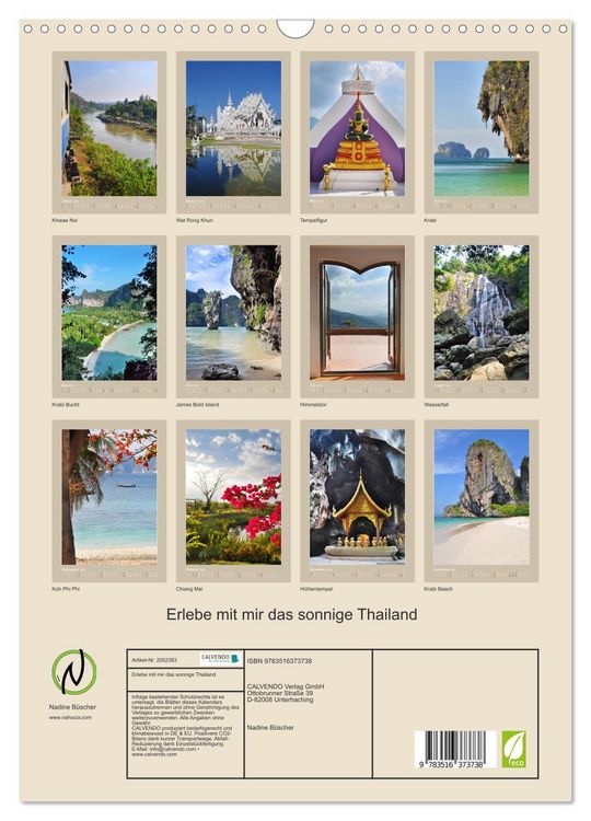Produktbild: Erlebe mit mir das sonnige Thailand (Wandkalender 2026 DIN A3 hoch), CALVENDO Monatskalender