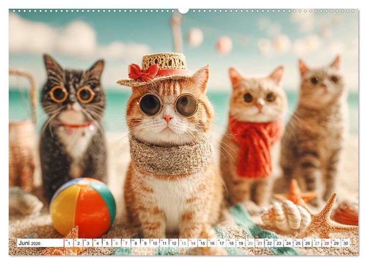 Produktbild: Katzenkalender - S&uuml;&szlig;e Katzen begleiten dich durch alle Jahreszeiten (Wandkalender 2026 DIN A2 quer), CALVENDO Monatskalender