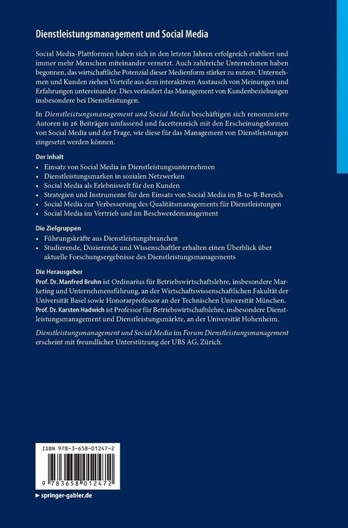 Produktbild: Dienstleistungsmanagement und Social Media