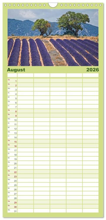 Produktbild: Familienplaner 2026 - Provence romantique mit 5 Spalten (Wandkalender, 21 x 45 cm) CALVENDO