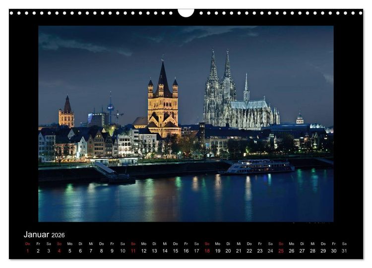 Produktbild: K&ouml;ln &ndash; Nachts 2026 (Wandkalender 2026 DIN A3 quer), CALVENDO Monatskalender