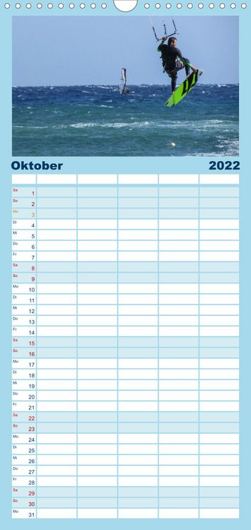 Produktbild: Familienplaner Kitesurfen - Wind und Wellen (Wandkalender 2022 , 21 cm x 45 cm, hoch)