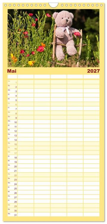 Produktbild: Familienplaner 2027 - Kunterbunte B&auml;renwelt - Teddys mit 5 Spalten (Wandkalender, 21 x 45 cm) CALVENDO