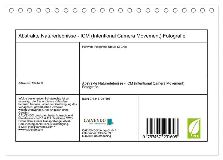 Produktbild: Abstrakte Naturerlebnisse - ICM (Intentional Camera Movement) Fotografie (Tischkalender 2026 DIN A5 quer), CALVENDO Monatskalender