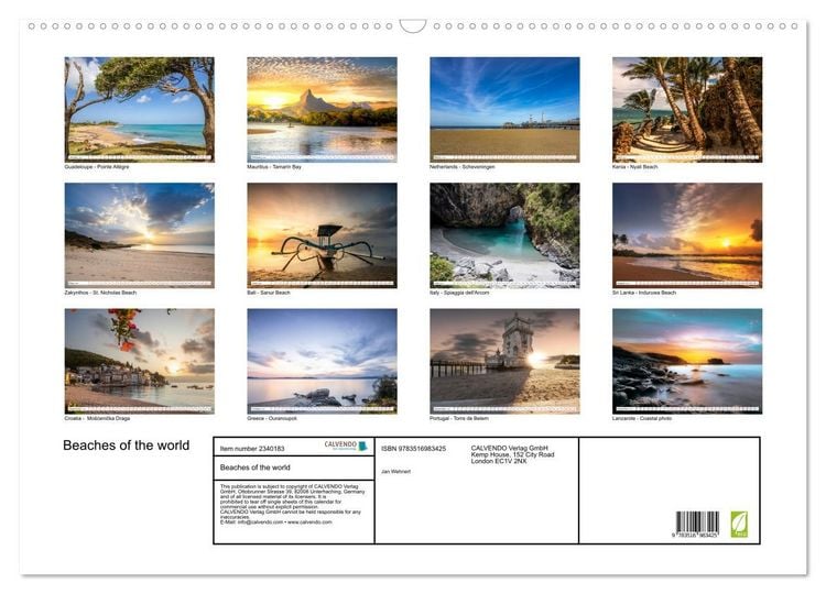 Produktbild: Beaches of the world (Wall Calendar 2027 DIN A2 landscape), CALVENDO 12 Month Wall Calendar