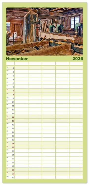 Produktbild: Familienplaner 2026 - Ultental Wundersch&ouml;ne alte Bauernh&auml;user mit 5 Spalten (Wandkalender, 21 x 45 cm) CALVENDO