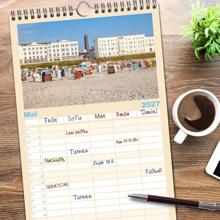 Produktbild: Familienplaner 2027 - Moin Borkum mit 5 Spalten (Wandkalender, 21 x 45 cm) CALVENDO