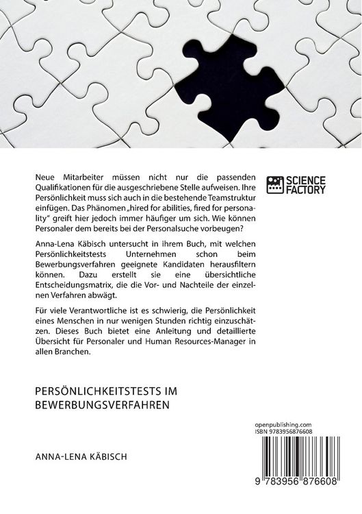 Produktbild: Pers&ouml;nlichkeitstests im Bewerbungsverfahren. Handlungsleitfaden zur kriteriumsbasierten Entscheidungsfindung