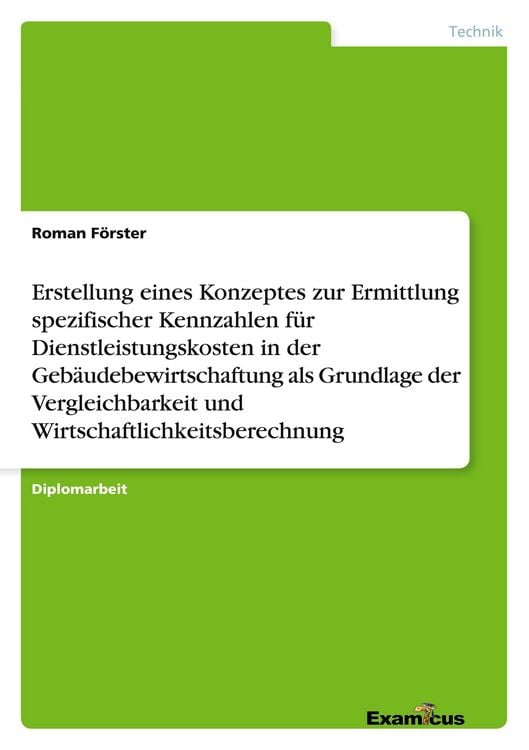 Produktbild: Erstellung eines Konzeptes zur Ermittlung spezifischer Kennzahlen f&uuml;r Dienstleis