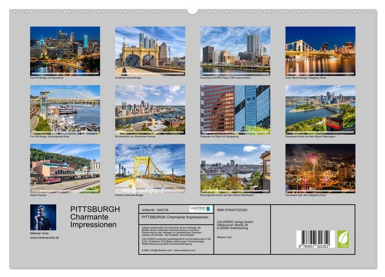 Produktbild: PITTSBURGH Charmante Impressionen (hochwertiger Premium Wandkalender 2026 DIN A2 quer), Kunstdruck in Hochglanz