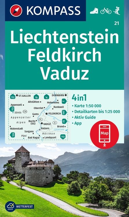 Bild vom Artikel KOMPASS Wanderkarte 21 Liechtenstein, Feldkirch, Vaduz 1:50.000 vom Autor 