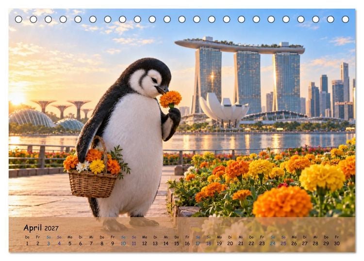 Produktbild: Pinguins gro&szlig;e Weltreise (Tischkalender 2027 DIN A5 quer), CALVENDO Monatskalender