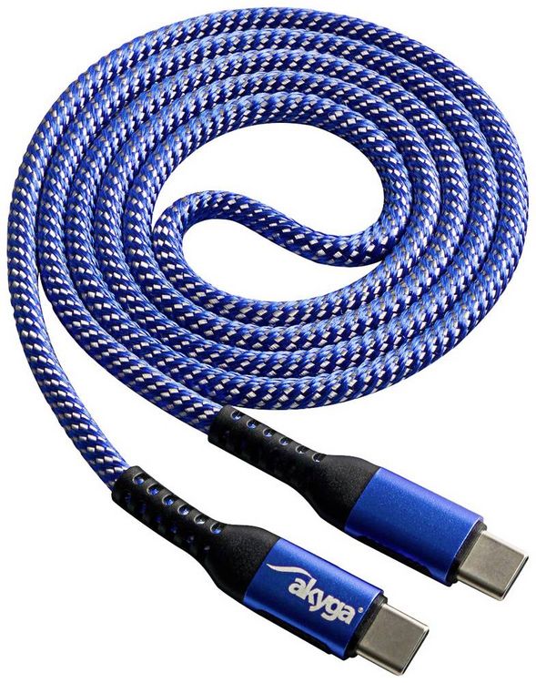 Produktbild: Akyga USB-Kabel USB-C&reg; Stecker, USB-C&reg; Stecker 1.00m Blau AK-USB-37