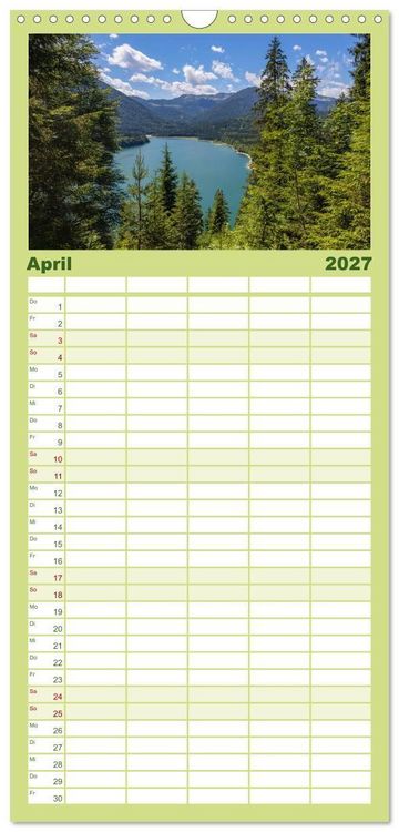 Produktbild: Familienplaner 2027 - Bayern - Seen, Berge, Landschaft mit 5 Spalten (Wandkalender, 21 x 45 cm) CALVENDO