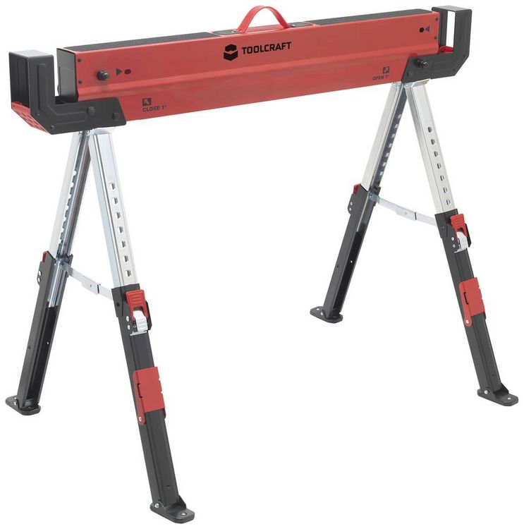 Produktbild: TOOLCRAFT TO-7726197 Stahl S&auml;gebock h&ouml;henverstellbar 300 kg (B x H x T) 520 x 620 x 1088 mm 9.3 kg 1 St.