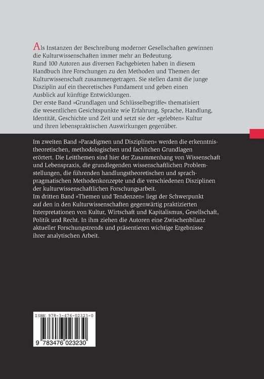 Produktbild: Handbuch der Kulturwissenschaften