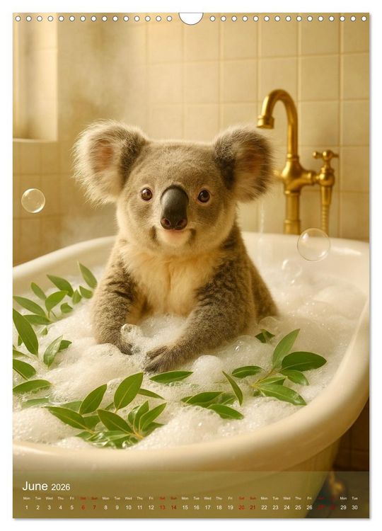 Produktbild: Funny Bathroom Moments &ndash; Animals with Style and Bubbles (Wall Calendar 2026 DIN A3 portrait), CALVENDO 12 Month Wall Calendar