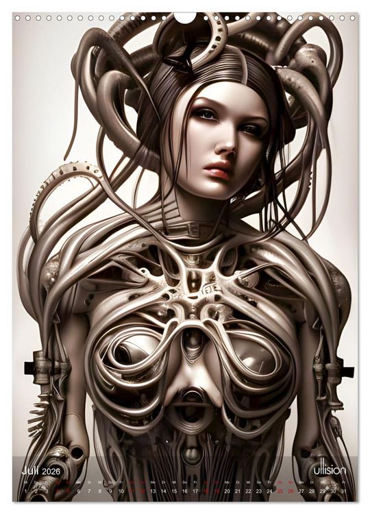 Produktbild: Biomechanic Portrait - Sch&ouml;nheit zwischen Mensch und Maschine (Wandkalender 2026 DIN A3 hoch), CALVENDO Monatskalender