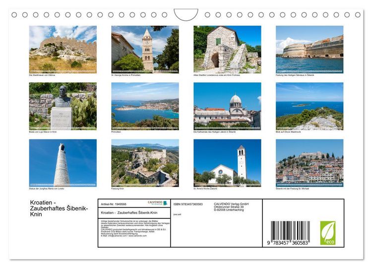 Produktbild: Kroatien - Zauberhaftes &Scaron;ibenik-Knin (Wandkalender 2026 DIN A4 quer), CALVENDO Monatskalender