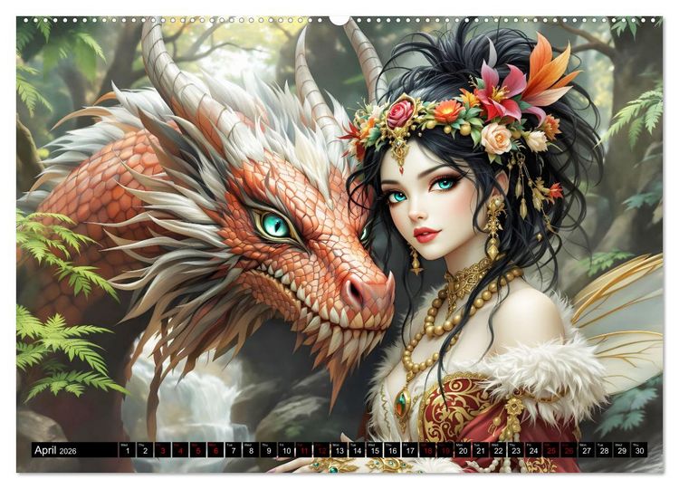 Produktbild: Elves and Dragons - A magical connection (Wall Calendar 2026 DIN A2 landscape), CALVENDO 12 Month Wall Calendar