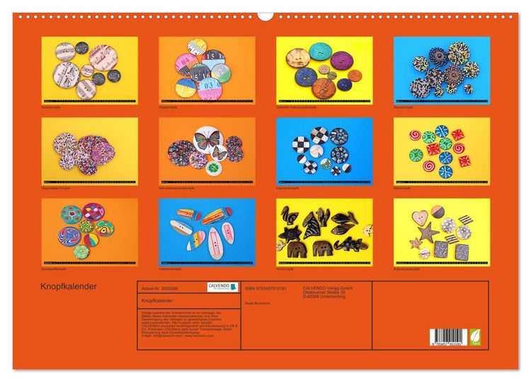 Produktbild: Knopfkalender (Wandkalender 2026 DIN A2 quer), CALVENDO Monatskalender