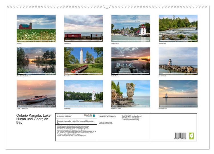 Produktbild: Ontario Kanada, Lake Huron und Georgian Bay (Wandkalender 2026 DIN A2 quer), CALVENDO Monatskalender