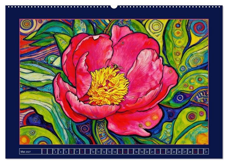Produktbild: Bl&uuml;ten im verspielten Jugendstil (hochwertiger Premium Wandkalender 2027 DIN A2 quer), Kunstdruck in Hochglanz