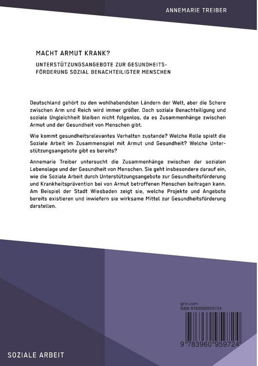 Produktbild: Macht Armut krank? Unterst&uuml;tzungsangebote zur Gesundheitsf&ouml;rderung sozial benachteiligter Menschen