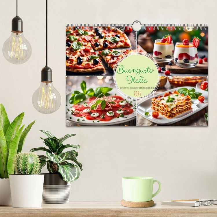 Produktbild: Buongusto Italia - Ein Jahr voller italienischer KI K&ouml;stlichkeiten (Wandkalender 2026 DIN A4 quer), CALVENDO Monatskalender