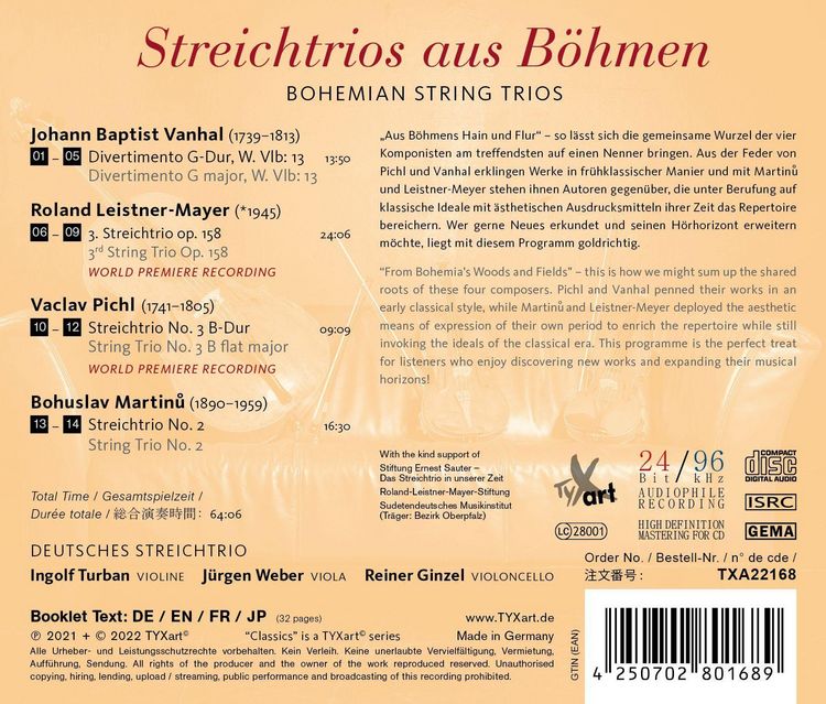 Produktbild: Deutsches Streichtrio: Streichtrios aus B&ouml;hmen