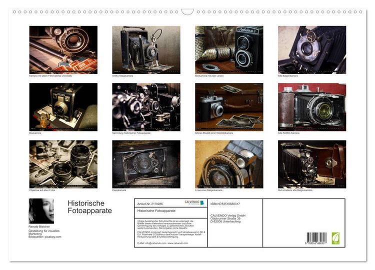 Produktbild: Historische Fotoapparate (Wandkalender 2026 DIN A2 quer), CALVENDO Monatskalender