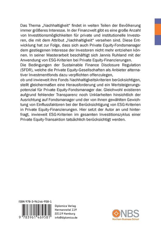Produktbild: Die Anwendung von ESG-Kriterien im Rahmen von Private Equity-Finanzierungen