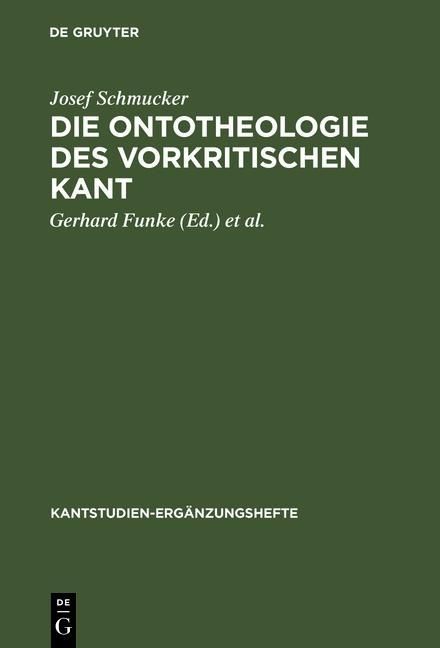 Produktbild: Die Ontotheologie des vorkritischen Kant