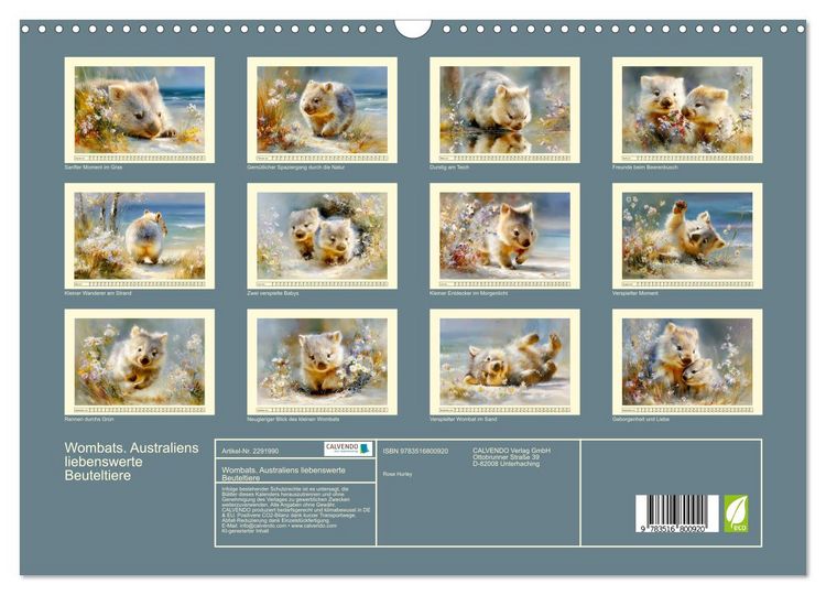 Produktbild: Wombats. Australiens liebenswerte Beuteltiere (Wandkalender 2027 DIN A3 quer), CALVENDO Monatskalender
