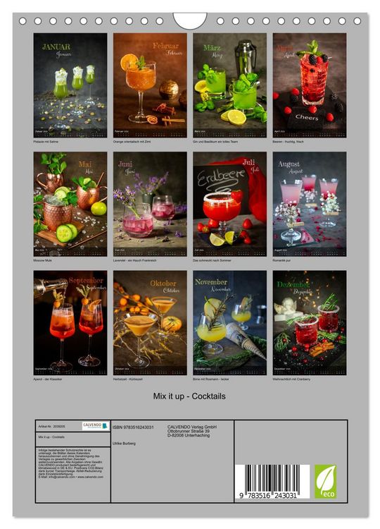 Produktbild: Mix it up - Cocktails (Wandkalender 2026 DIN A4 hoch), CALVENDO Monatskalender