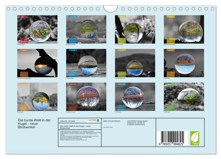 Produktbild: Die bunte Welt in der Kugel - neue Blickwinkel (Wandkalender 2026 DIN A4 quer), CALVENDO Monatskalender