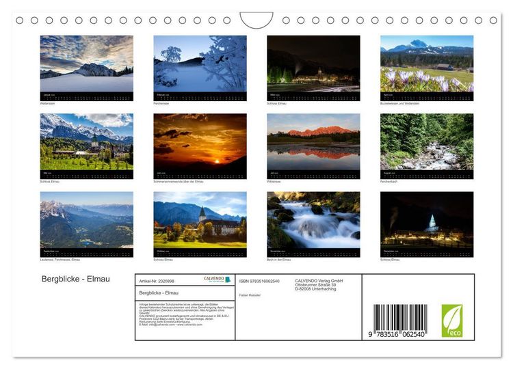 Produktbild: Bergblicke - Elmau (Wandkalender 2026 DIN A4 quer), CALVENDO Monatskalender