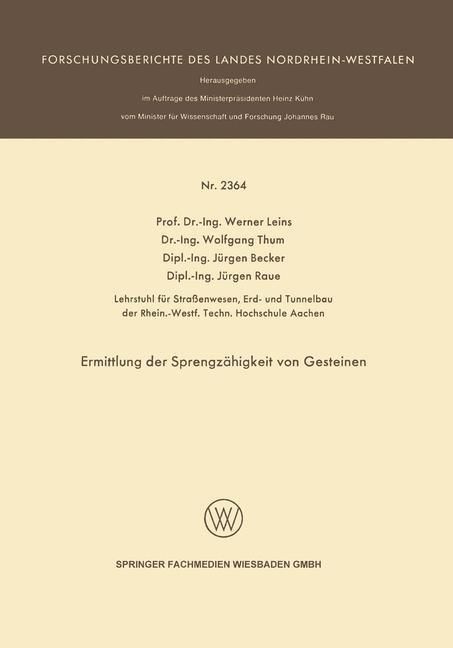 Produktbild: Ermittlung der Sprengz&auml;higkeit von Gesteinen