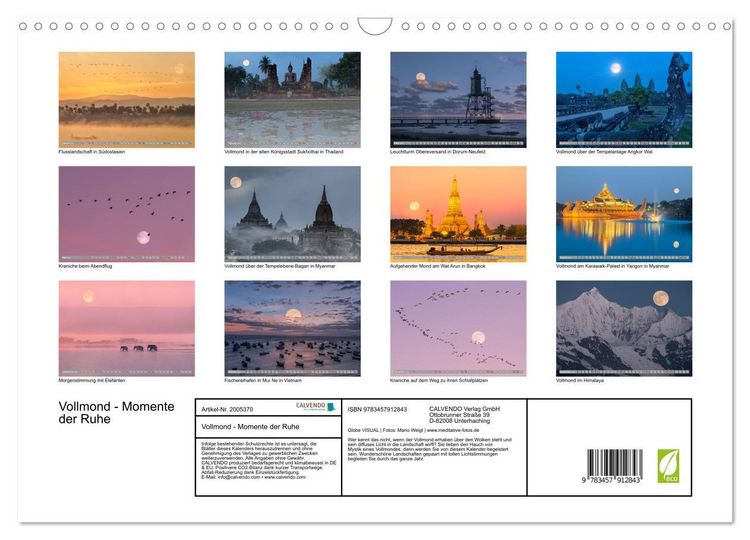 Produktbild: Vollmond - Momente der Ruhe (Wandkalender 2026 DIN A3 quer), CALVENDO Monatskalender