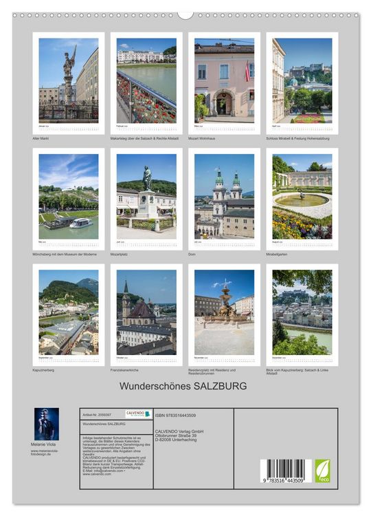 Produktbild: Wundersch&ouml;nes SALZBURG (hochwertiger Premium Wandkalender 2026 DIN A2 hoch), Kunstdruck in Hochglanz