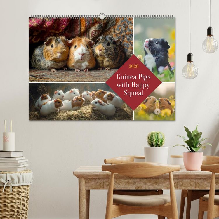 Produktbild: Guinea Pigs with Happy Squeal (Wall Calendar 2026 DIN A2 landscape), CALVENDO 12 Month Wall Calendar