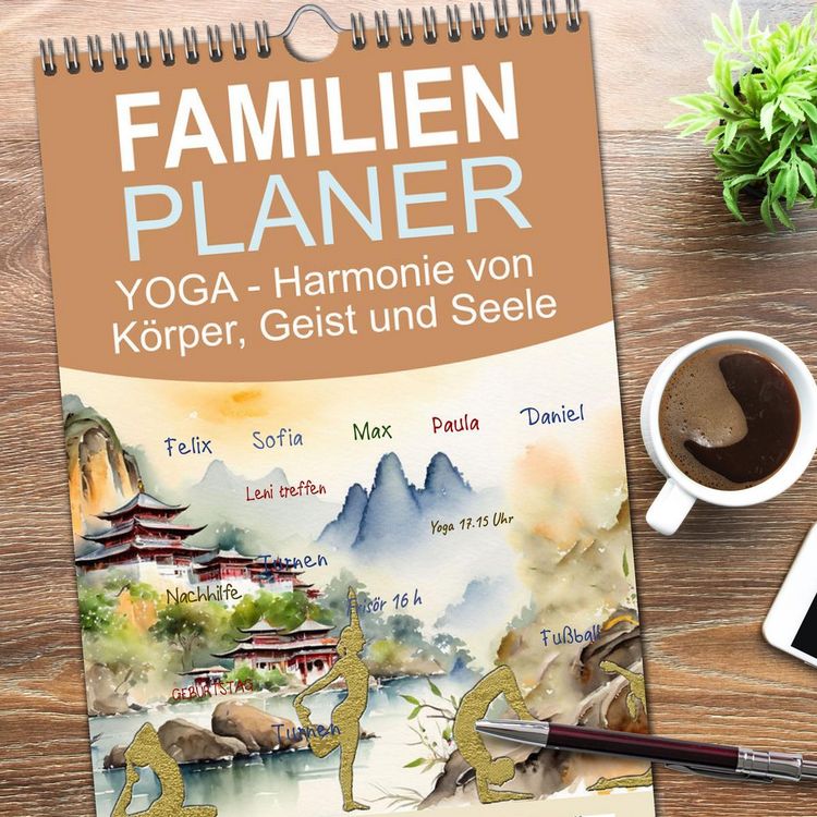 Produktbild: Familienplaner 2026 - YOGA - Harmonie von K&ouml;rper, Geist und Seele mit 5 Spalten (Wandkalender, 21 x 45 cm) CALVENDO