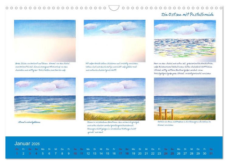 Produktbild: Mal einfach mit ! 12 ausf&uuml;hrliche Schritt f&uuml;r Schritt Anleitungen (Wandkalender 2026 DIN A3 quer), CALVENDO Monatskalender