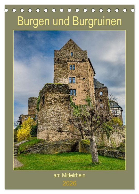 Produktbild: Burgen und Burgruinen am Mittelrhein (Tischkalender 2026 DIN A5 hoch), CALVENDO Monatskalender