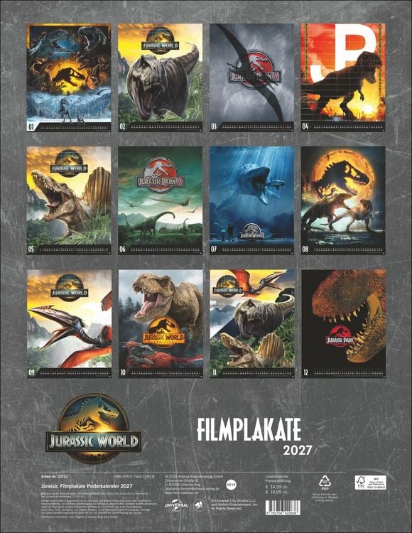 Produktbild: Jurassic Filmplakate Posterkalender 2027
