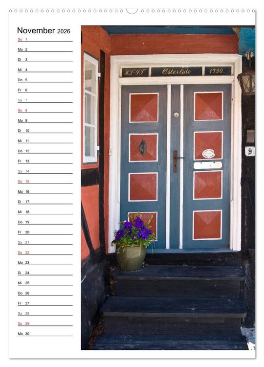 Produktbild: Alte D&auml;nische T&uuml;ren (hochwertiger Premium Wandkalender 2026 DIN A2 hoch), Kunstdruck in Hochglanz