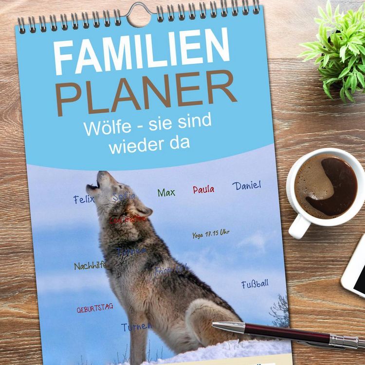 Produktbild: Familienplaner 2026 - W&ouml;lfe - sie sind wieder da mit 5 Spalten (Wandkalender, 21 x 45 cm) CALVENDO