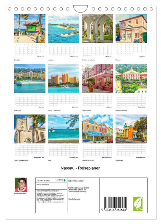 Produktbild: Nassau - Reiseplaner (Wandkalender 2026 DIN A4 hoch), CALVENDO Monatskalender