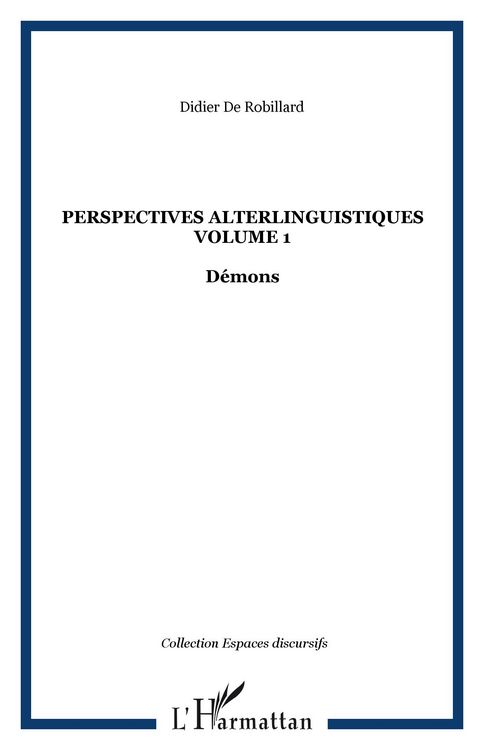 Produktbild: Perspectives alterlinguistiques Volume 1